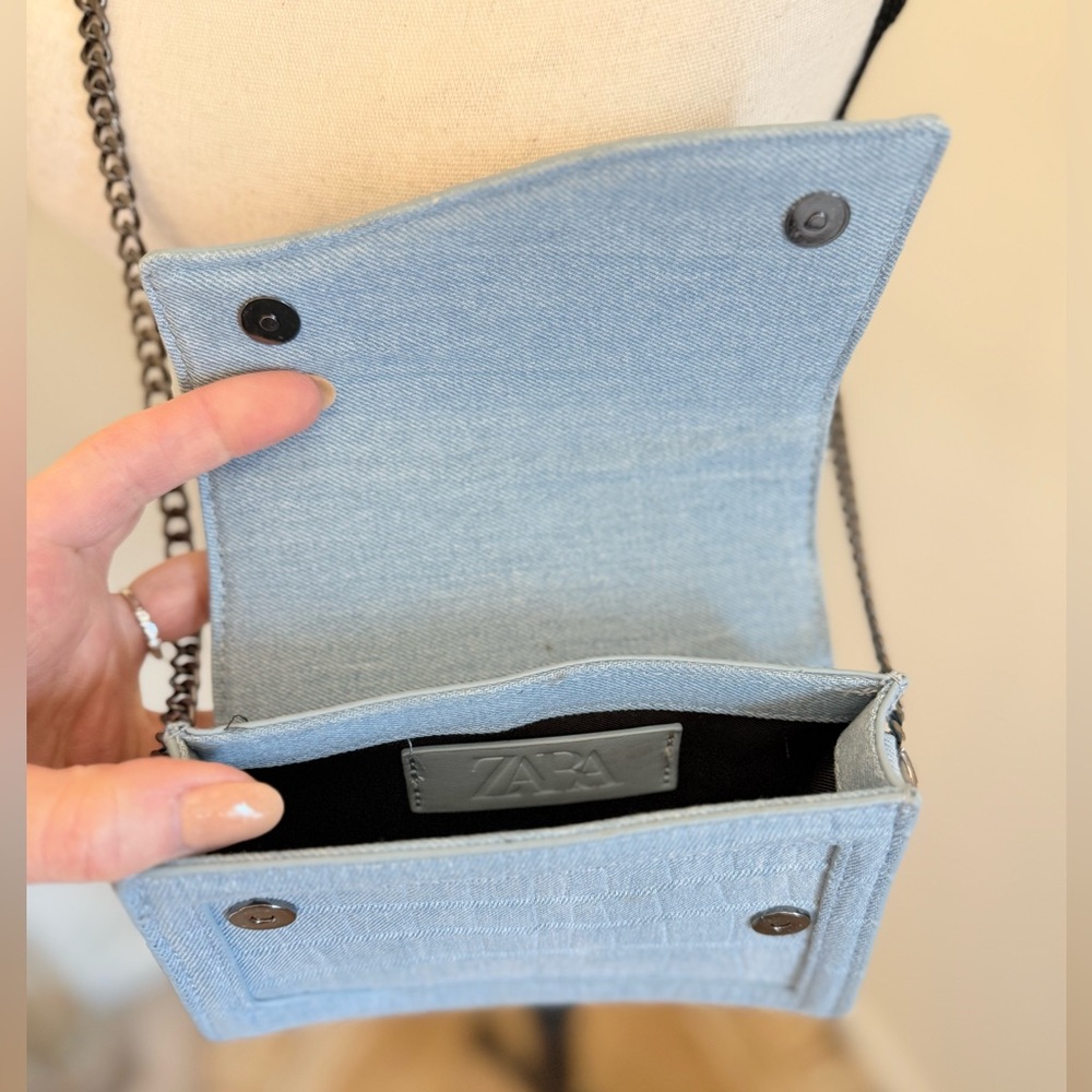 🌾 Zara Mock Crock Denim Mini City‎ Bag - Picture 6 of 9
